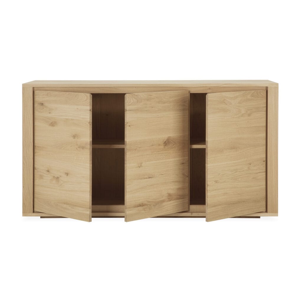 51371 Svetainės komoda Shadow 156x45x84h cm šviesaus medžio ąžuolo skandinaviško ir japandi stiliaus (5)