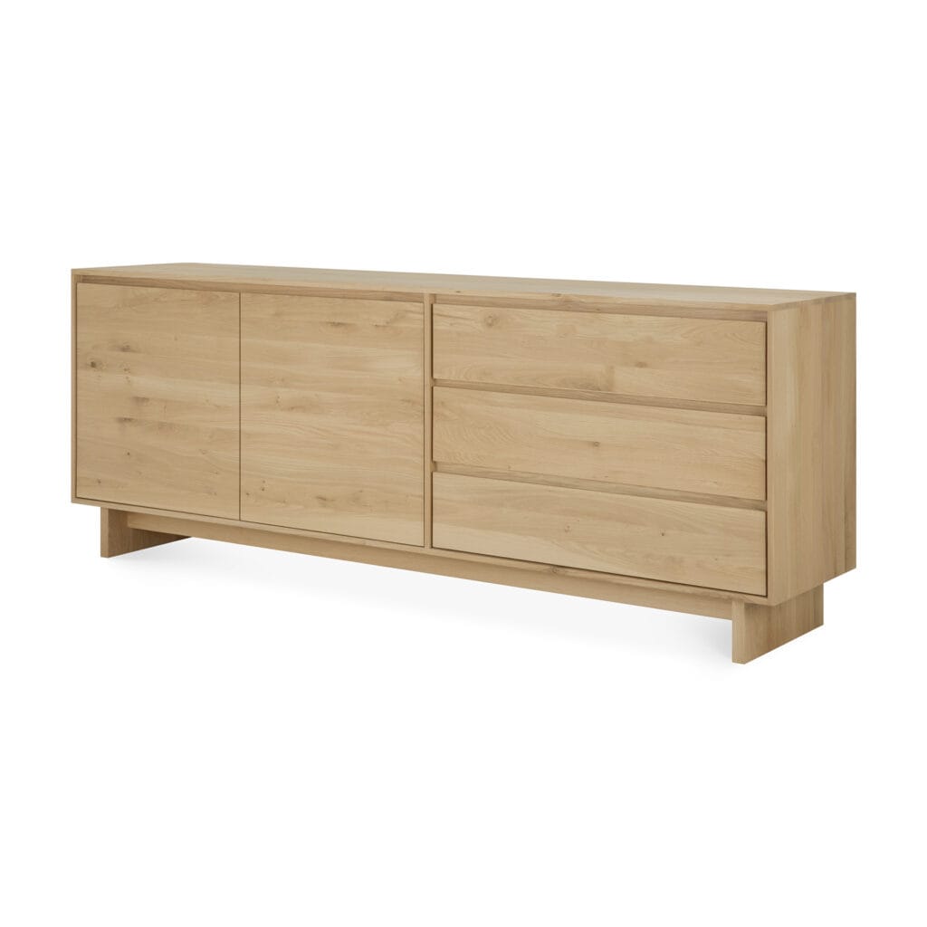 51451 Svetainės komoda Wave 205x46x77h cm šviesaus medžio ąžuolo skandinaviško stiliaus (12)