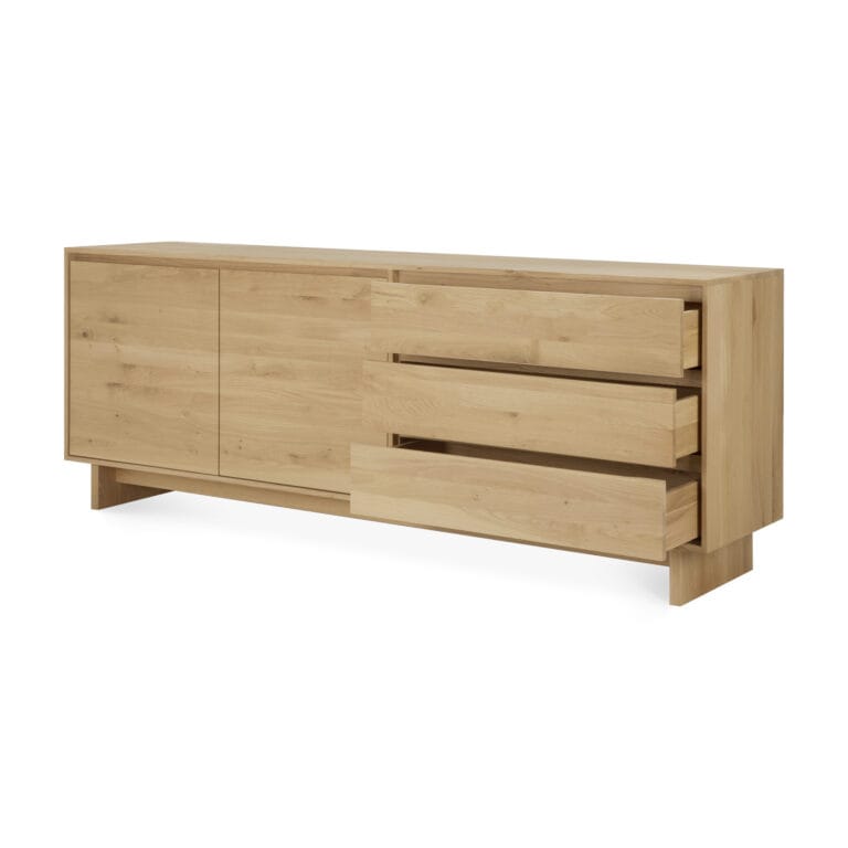 51451 Svetainės komoda Wave 205x46x77h cm šviesaus medžio ąžuolo skandinaviško stiliaus (15)