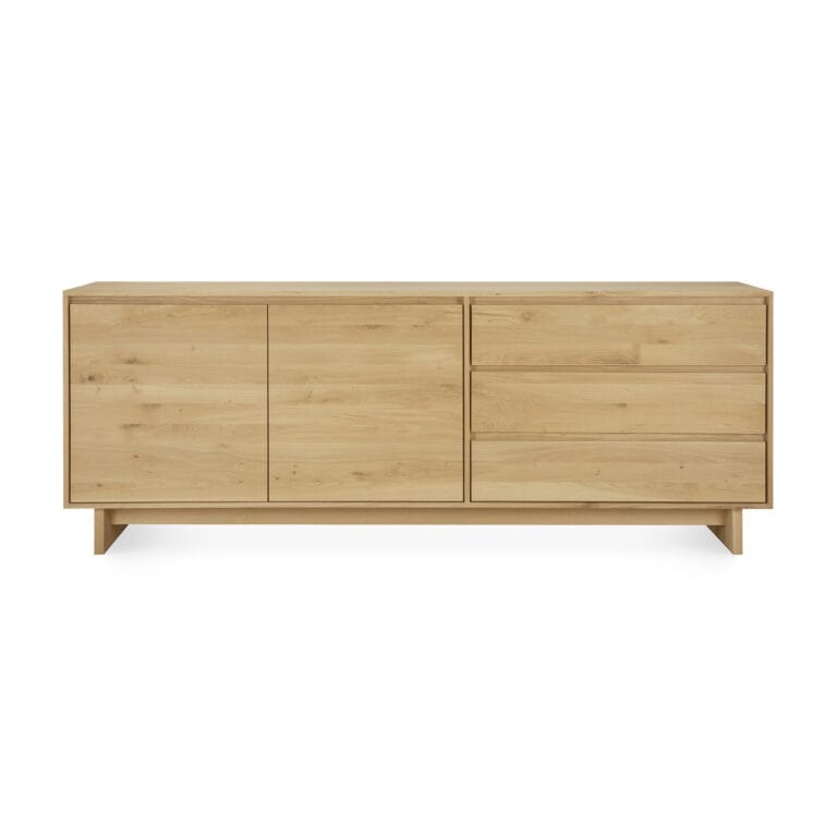 51451 Svetainės komoda Wave 205x46x77h cm šviesaus medžio ąžuolo skandinaviško stiliaus (4)