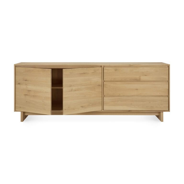 51451 Svetainės komoda Wave 205x46x77h cm šviesaus medžio ąžuolo skandinaviško stiliaus (8)