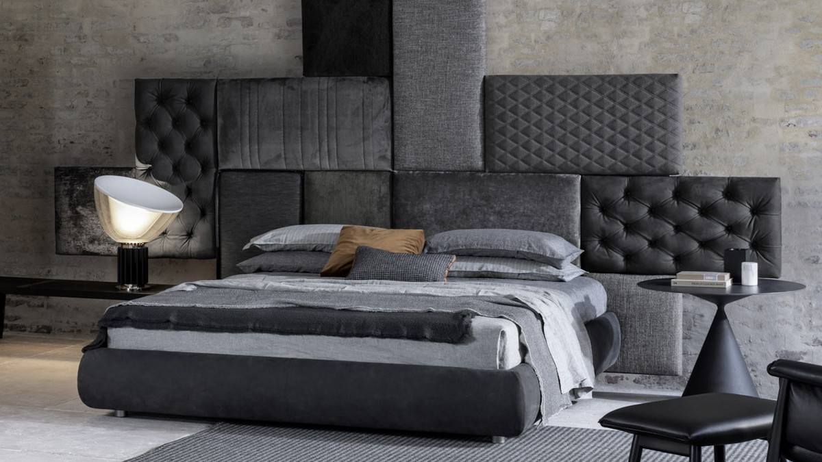 Miegamojo Lova Wall Panels pilka velvetas