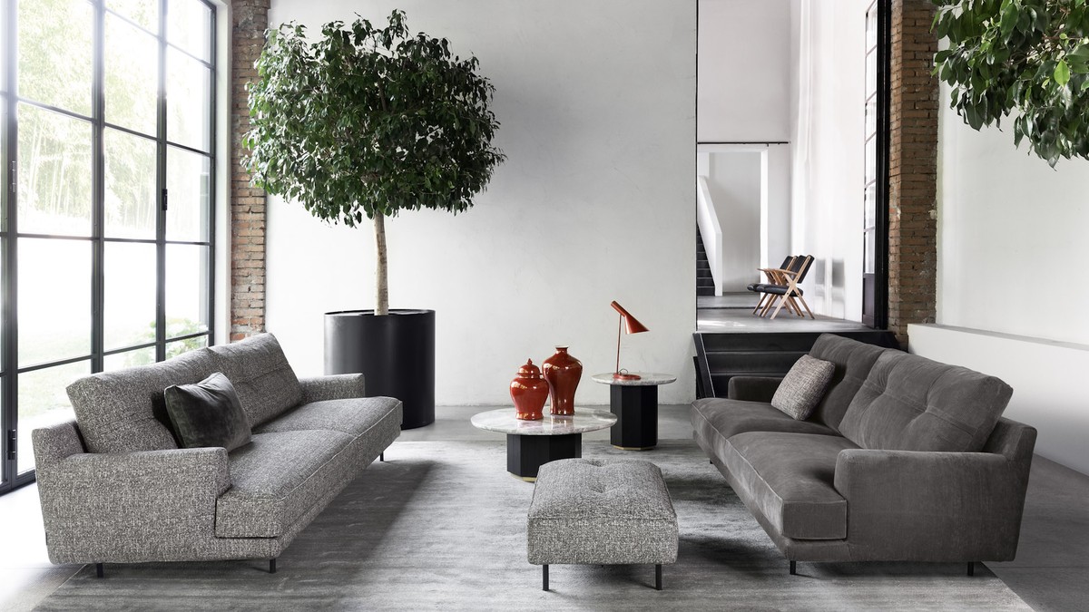 Sofa su pufu Brooklyn pilka