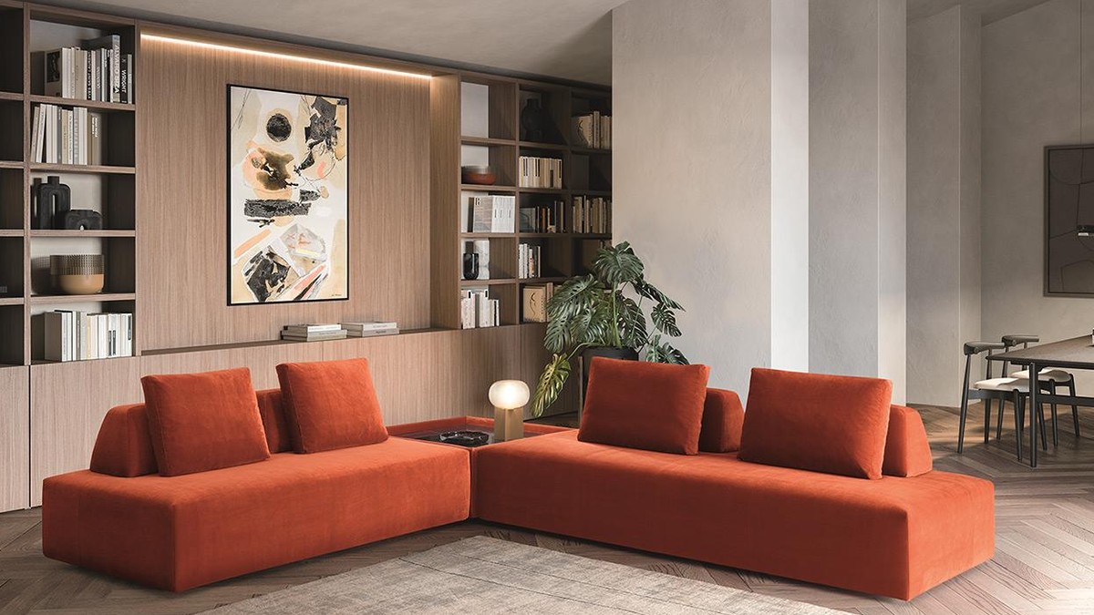 Modulinė kampinė sofa Platform raudona
