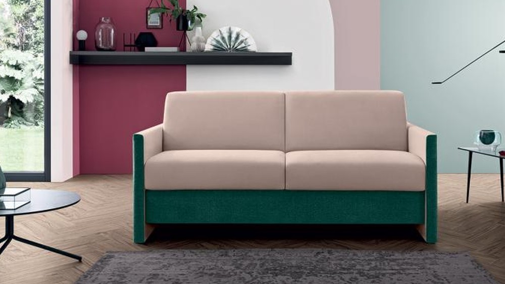 Itališka sofa-lova Vegas žalia-rožinė