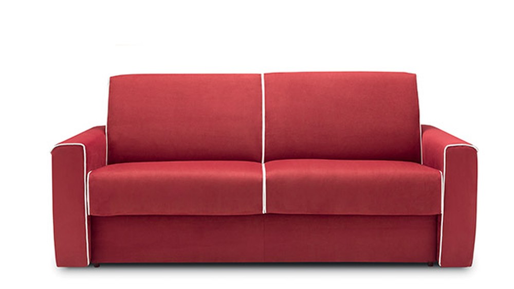 Raudona sofa-lova Dakota baltame fone su kontrastiniu apvadu, FELIS