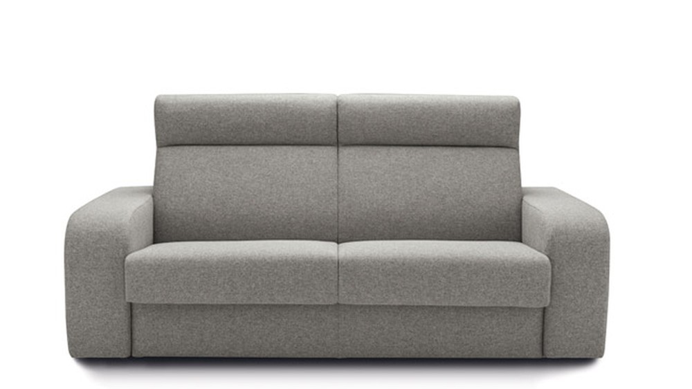 Pilka sofa-lova Didier baltame fone su pakeltomis galvos atramomis, FELIS