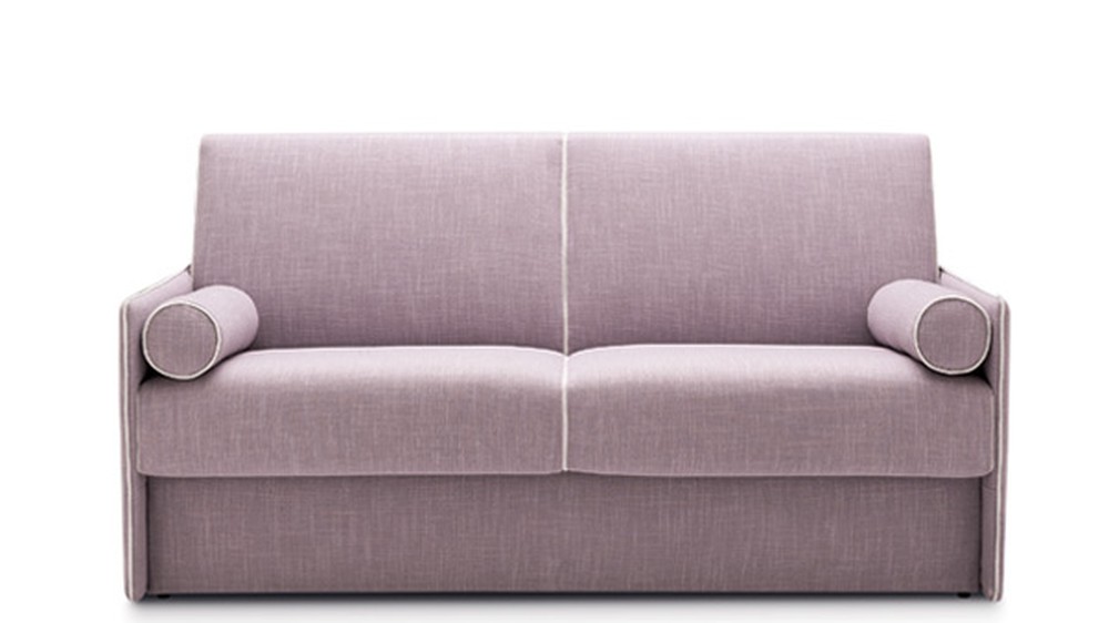 Alyvinė sofa-lova Blair baltame fone su ritininėmis pagalvėlėmis, FELIS