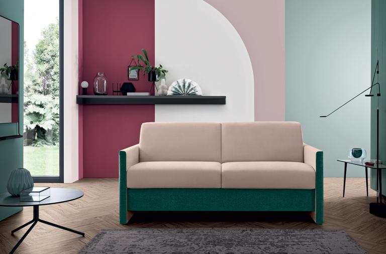 Felis itališka sofa-lova Vegas žalia-rožinė