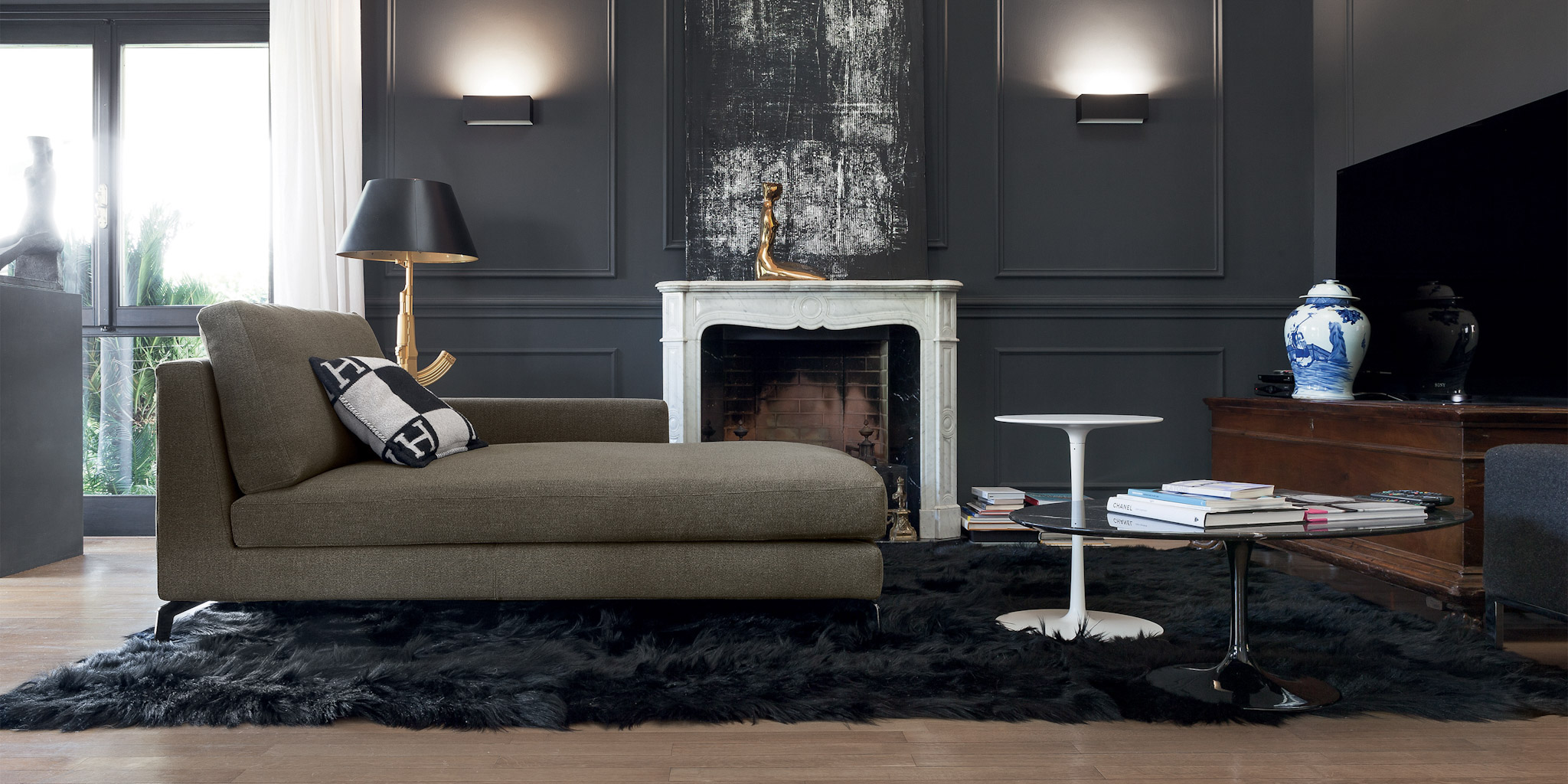 Sofa-šezlongas James B pilka