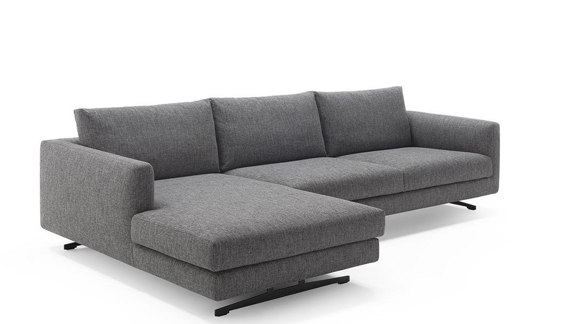 Pilka modulinė kampinė sofa Conrad su gultu baltame fone, FELIS