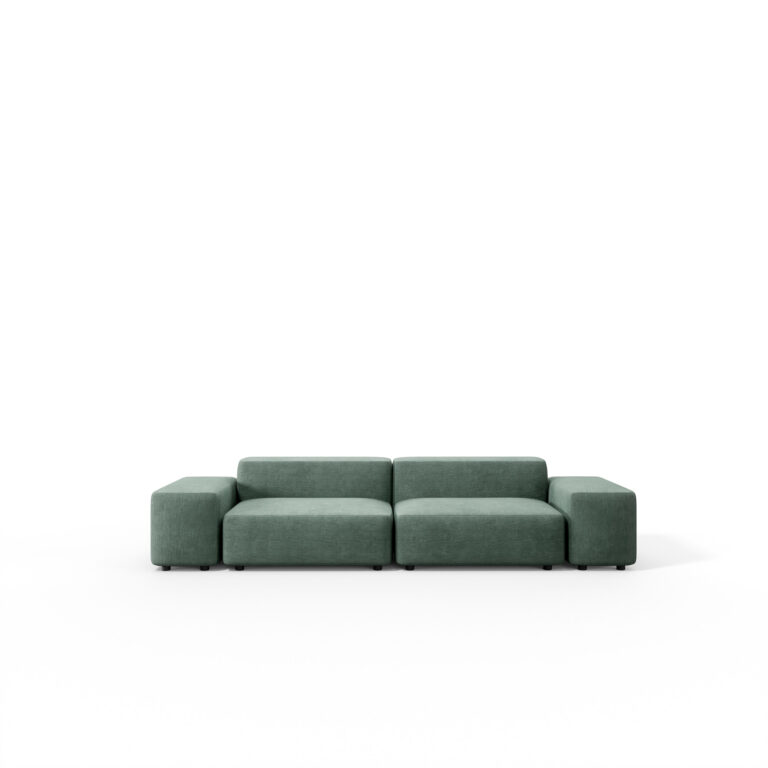 Trivietė sofa Avenue su dėžės formos porankiais